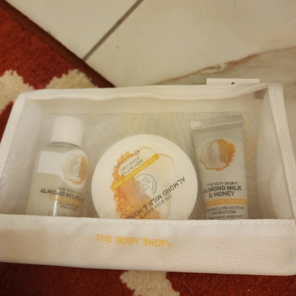 Set of almond milk honey set